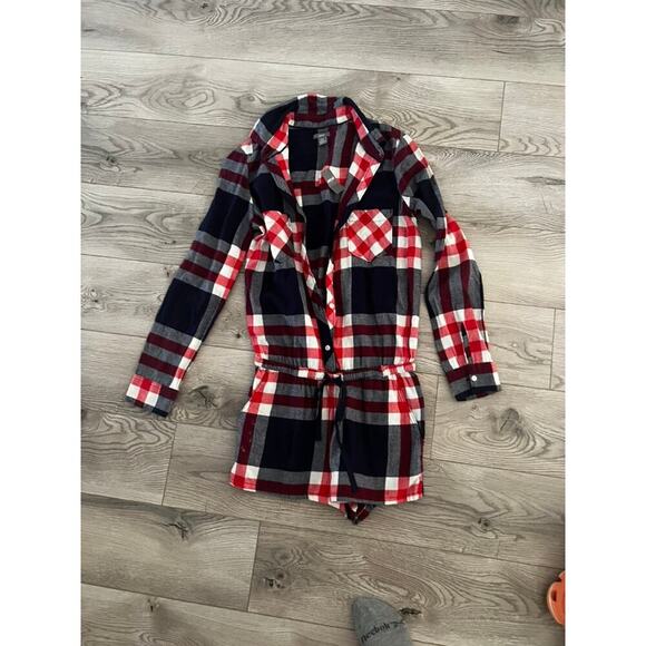 aerie Pants - NWT Plaid Y2K Aerie long sleeve with shorts romper size XS cute and stylish